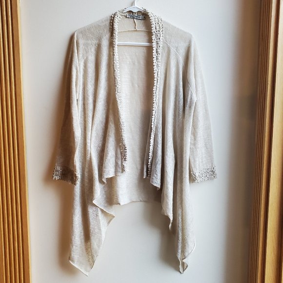 Elena Baldi Italian Beige Open Cardigan Size Medium - Picture 8 of 16